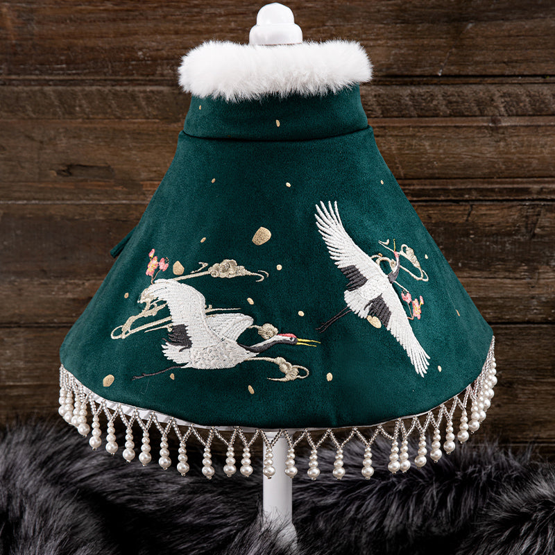 HKM-0899645 Dark Green and Wine Shawl for Cats and Dogs - Sizes S/M