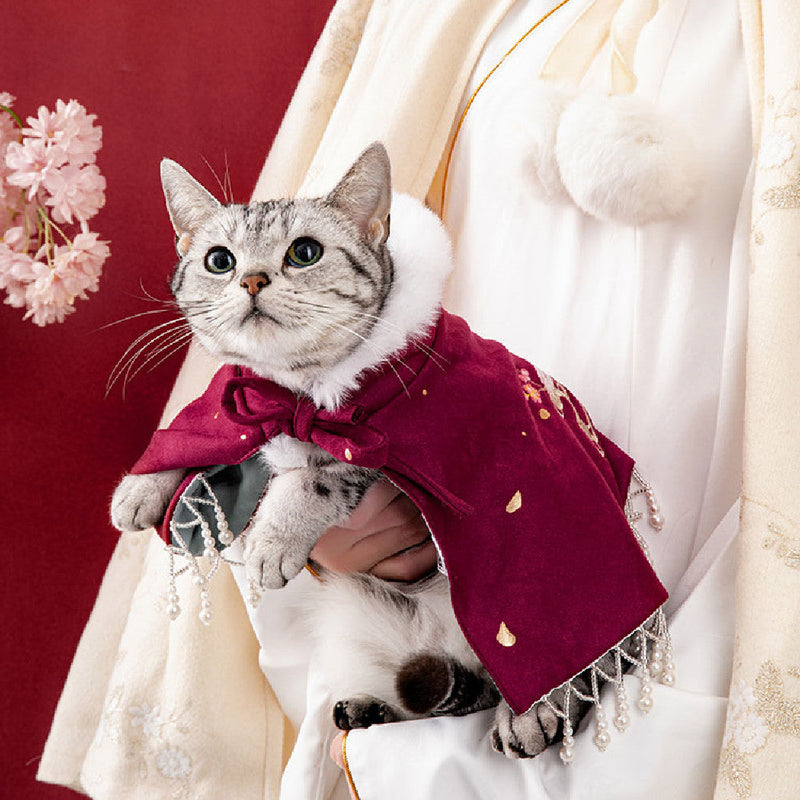 HKM-0899645 Dark Green and Wine Shawl for Cats and Dogs - Sizes S/M