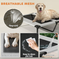 HKM-0899901 Elevated Dog Bed with Removable Canopy and Cooling Pad, Portable Outdoor Raised Pet Cot, 36" x 29.5" x 35"