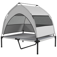 HKM-0899901 Elevated Dog Bed with Removable Canopy and Cooling Pad, Portable Outdoor Raised Pet Cot, 36" x 29.5" x 35"