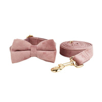 HKM-0900541 Velvet Pet Collar with Adjustable Traction Rope and Bow Tie