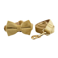 HKM-0900541 Velvet Pet Collar with Adjustable Traction Rope and Bow Tie