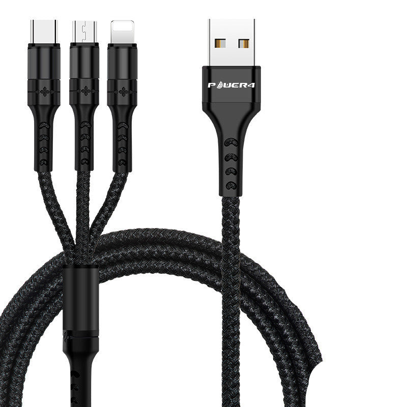 HKM-090067 3-in-1 Micro USB Data Line - 1.2m Cable with Triple Connector