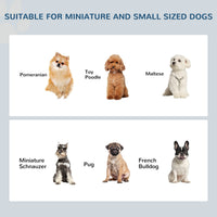HKM-0901437 Small Elevated Dog Feeding Station with Wooden Frame and Stainless Steel Bowls, Ideal for Miniature Pets