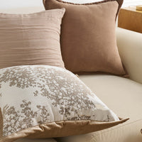HKM-090323 French Vintage Style Polyester Cushion Pillow - Chenille, Mocha, Milk Tea, Brown, 45x45cm