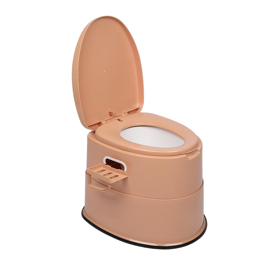 HKM-090387 Portable Toilet with Anti-Slip Pad - Brown Color