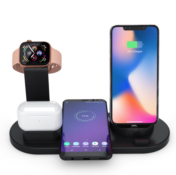 HKM-090387 Three-in-One Wireless Charger with 360° Rotating Cradle for Smartphones, Smartwatches, and Earbuds - Fast Charging Station