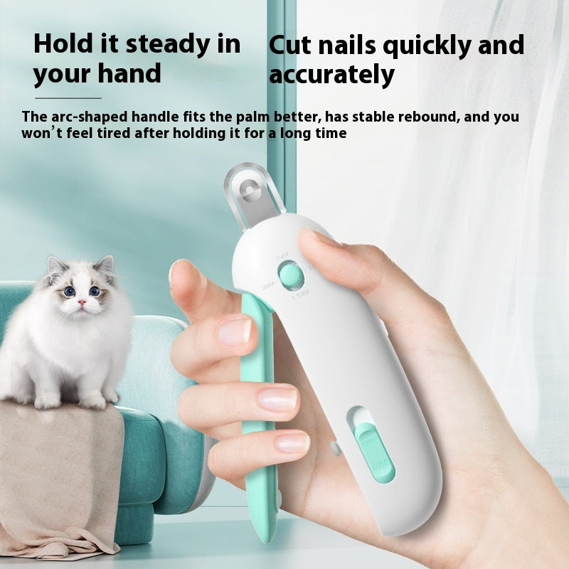 HKM-0905021 Cat Nail Scissors with Gravity Push Design in Blue and Pink