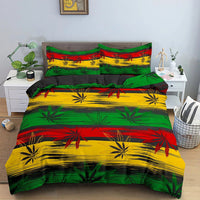 HKM-090515 Colorful Psychedelic Weed Leaf Bedding Set in Various Sizes - Modern Quilted Design, Digital Print