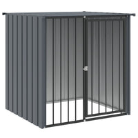 HKM-0905277 Outdoor Doghouse with Roof, Black Galvanized Steel, 110 x 103 x 109 cm