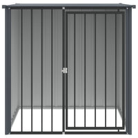 HKM-0905277 Outdoor Doghouse with Roof, Black Galvanized Steel, 110 x 103 x 109 cm