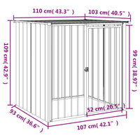 HKM-0905277 Outdoor Doghouse with Roof, Black Galvanized Steel, 110 x 103 x 109 cm