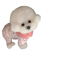 HKM-0905789 Adorable Bear Print Winter Jumpsuit for Pets with Knitted Scarf and Fleece Cuffs