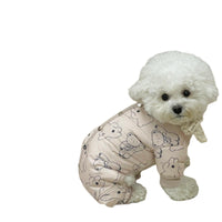 HKM-0905789 Adorable Bear Print Winter Jumpsuit for Pets with Knitted Scarf and Fleece Cuffs