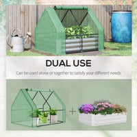 HKM-0908605 Galvanized Raised Garden Bed with Mini Greenhouse Cover and Roll-Up Windows for Outdoor Planting, 50 x 37.5 x 36.25 Inches