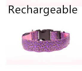 HKM-0908989 LED Pet Safety Collar with Adjustable Nylon and Leopard Print Design