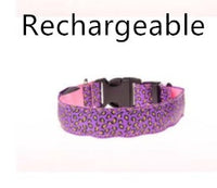 HKM-0908989 LED Pet Safety Collar with Adjustable Nylon and Leopard Print Design