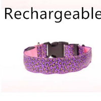 HKM-0908989 LED Pet Safety Collar with Adjustable Nylon and Leopard Print Design