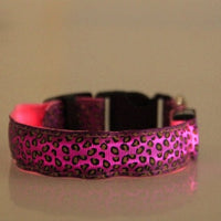HKM-0908989 LED Pet Safety Collar with Adjustable Nylon and Leopard Print Design