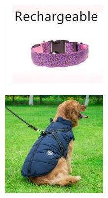 HKM-0908989 LED Pet Safety Collar with Adjustable Nylon and Leopard Print Design