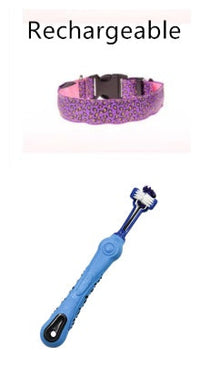 HKM-0908989 LED Pet Safety Collar with Adjustable Nylon and Leopard Print Design