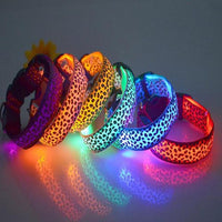 HKM-0908989 LED Pet Safety Collar with Adjustable Nylon and Leopard Print Design