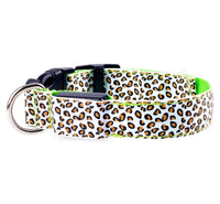 HKM-0908989 LED Pet Safety Collar with Adjustable Nylon and Leopard Print Design