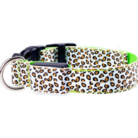 HKM-0908989 LED Pet Safety Collar with Adjustable Nylon and Leopard Print Design