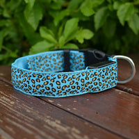 HKM-0908989 LED Pet Safety Collar with Adjustable Nylon and Leopard Print Design