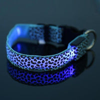 HKM-0908989 LED Pet Safety Collar with Adjustable Nylon and Leopard Print Design