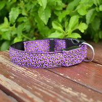 HKM-0908989 LED Pet Safety Collar with Adjustable Nylon and Leopard Print Design