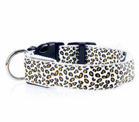 HKM-0908989 LED Pet Safety Collar with Adjustable Nylon and Leopard Print Design