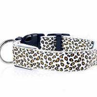 HKM-0908989 LED Pet Safety Collar with Adjustable Nylon and Leopard Print Design