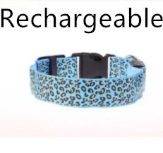 HKM-0908989 LED Pet Safety Collar with Adjustable Nylon and Leopard Print Design