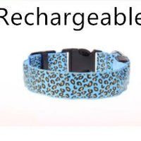 HKM-0908989 LED Pet Safety Collar with Adjustable Nylon and Leopard Print Design