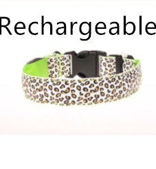 HKM-0908989 LED Pet Safety Collar with Adjustable Nylon and Leopard Print Design