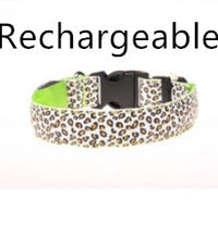 HKM-0908989 LED Pet Safety Collar with Adjustable Nylon and Leopard Print Design