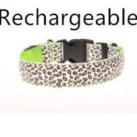 HKM-0908989 LED Pet Safety Collar with Adjustable Nylon and Leopard Print Design