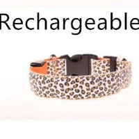 HKM-0908989 LED Pet Safety Collar with Adjustable Nylon and Leopard Print Design