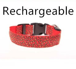 HKM-0908989 LED Pet Safety Collar with Adjustable Nylon and Leopard Print Design