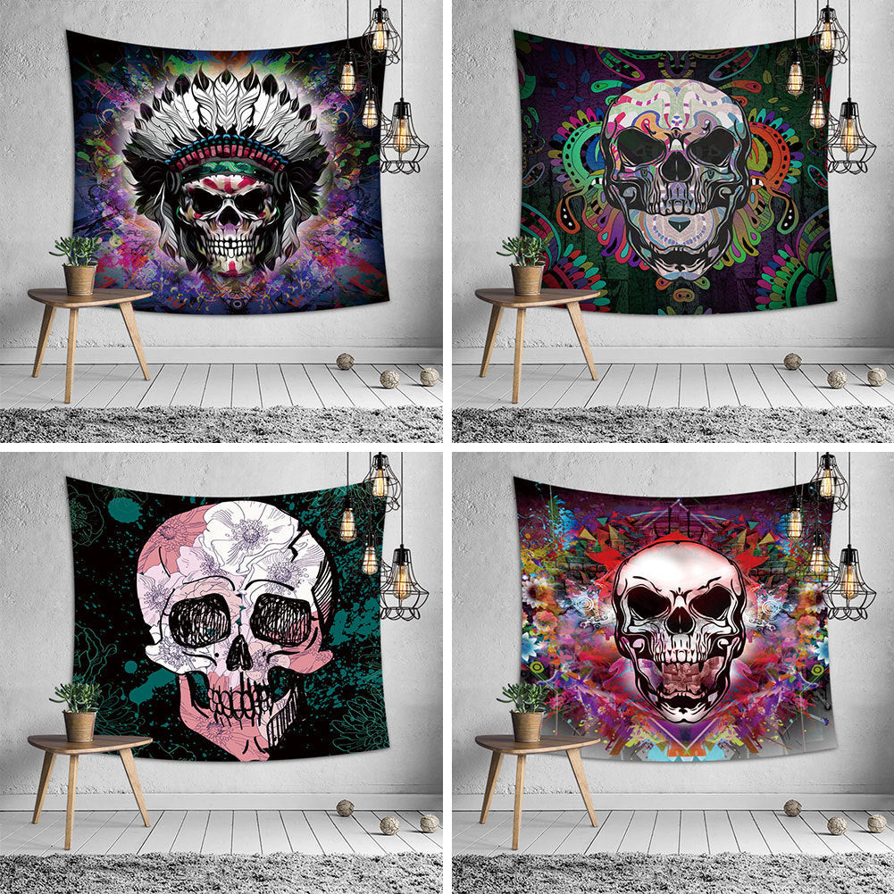 HKM-090899 Skull-Themed Halloween Tapestry Tablecloth and Beach Towel