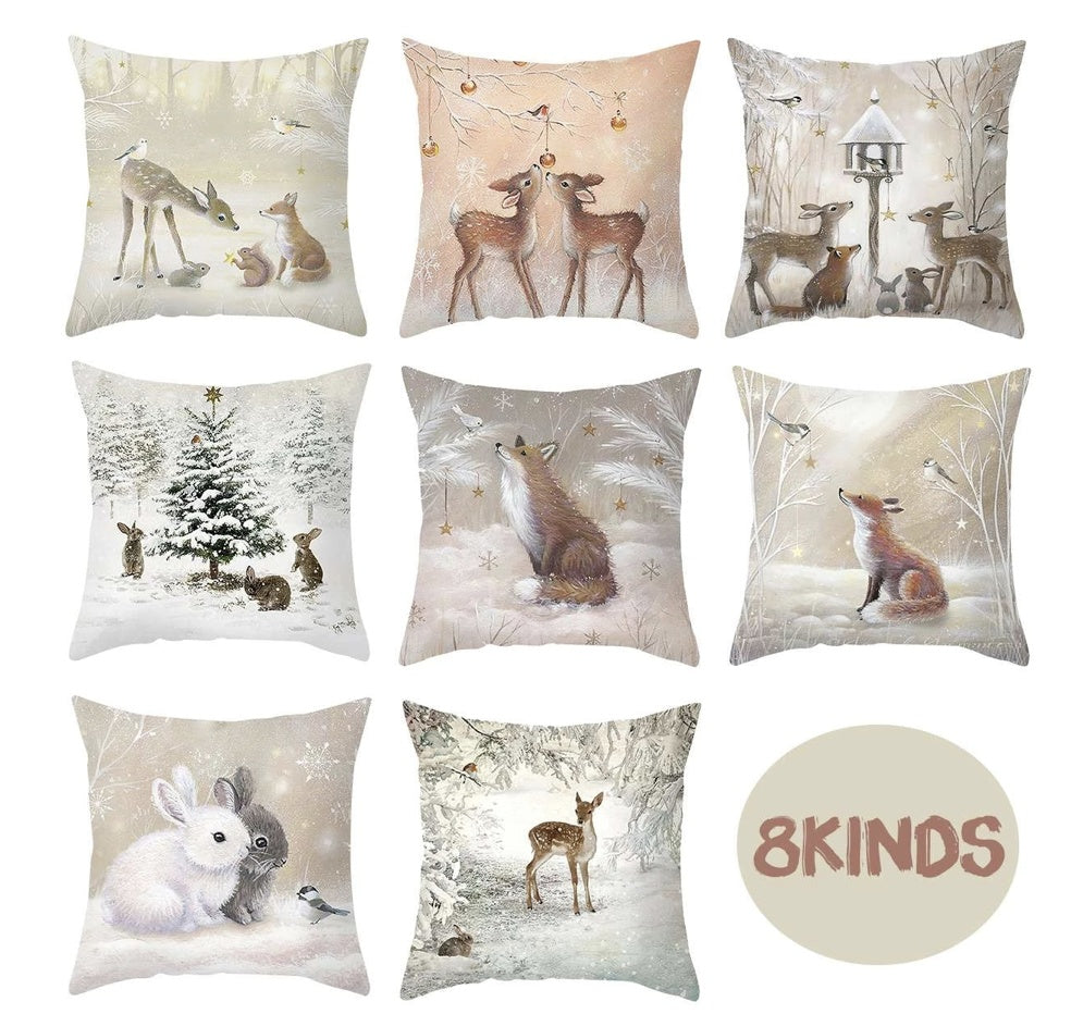 HKM-091027 Nordic Animal Vintage Linen Pillowcase – 45x45cm Home Sofa Cushion