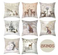 HKM-091027 Nordic Animal Vintage Linen Pillowcase – 45x45cm Home Sofa Cushion