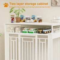 HKM-0910653 Wooden Dog Kennel with Divider and Storage Drawers, 43.3 Inch Large Pet Crate for Medium to Large Dogs