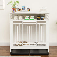 HKM-0910653 Wooden Dog Kennel with Divider and Storage Drawers, 43.3 Inch Large Pet Crate for Medium to Large Dogs