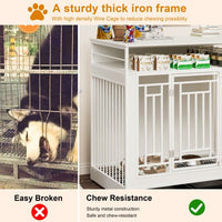 HKM-0910653 Wooden Dog Kennel with Divider and Storage Drawers, 43.3 Inch Large Pet Crate for Medium to Large Dogs