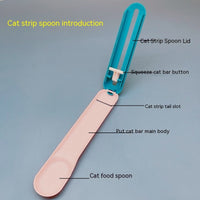 HKM-0910781 Durable Plastic Cat Feeder Spoon with Colorful Lids - 20cm Long