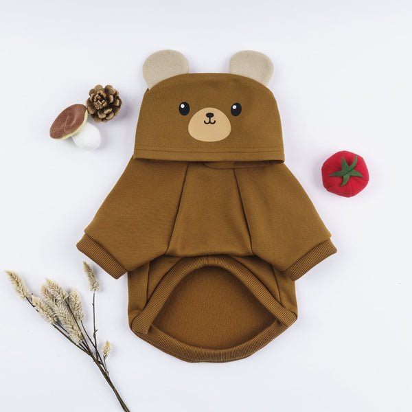 HKM-0912061 Brown Cartoon Hooded Sweater for Dogs - Available in XXS to 2XL