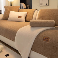 HKM-091411 Lambswool Solid Color Non-Slip Sofa Cushion Covers in Various Sizes