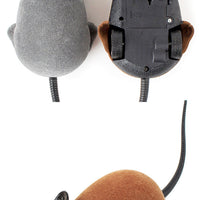 HKM-0914365 Remote-Controlled Flocking Cat Mouse Toy in Black, Gray, and Brown – Battery Not Included